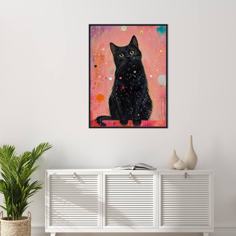 Candy Cat the Star Illustration by Justyna Jaszke Framed Canvas Wall Art