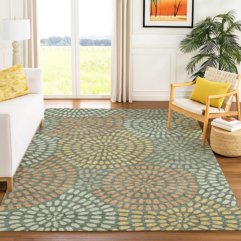 Machine Washable Indoor/ Outdoor Casual Ric Chantille Rug
