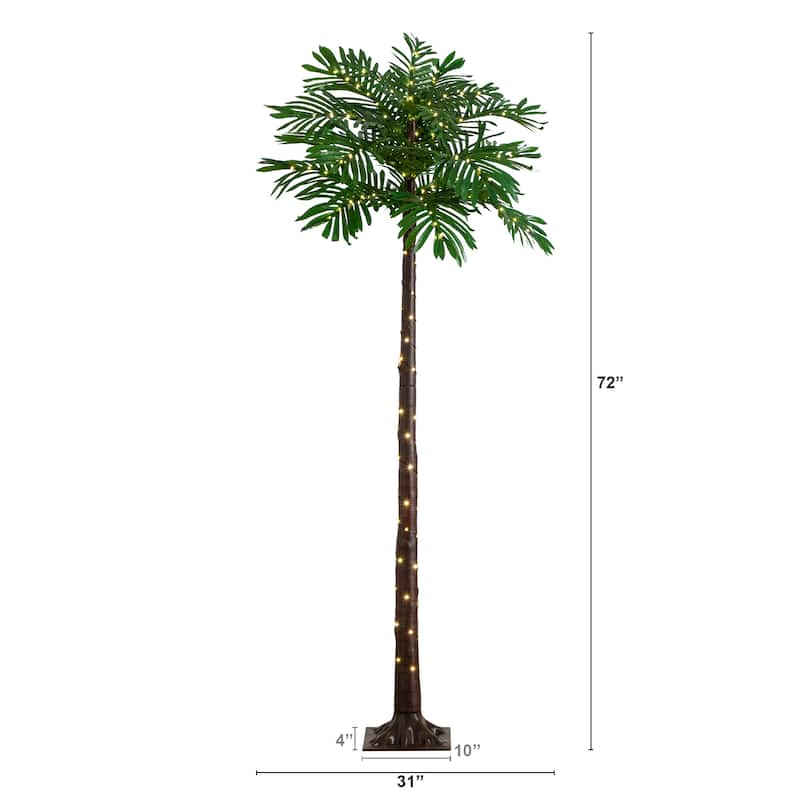 Pre-Lit Palm Artificial Tree - 6' - Warm White LED Lights