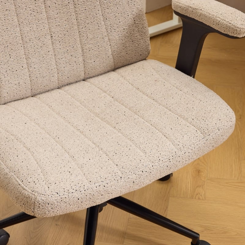 Speckled Chenille Swivel Chair With Flip-Up Arms For Cross-Legged