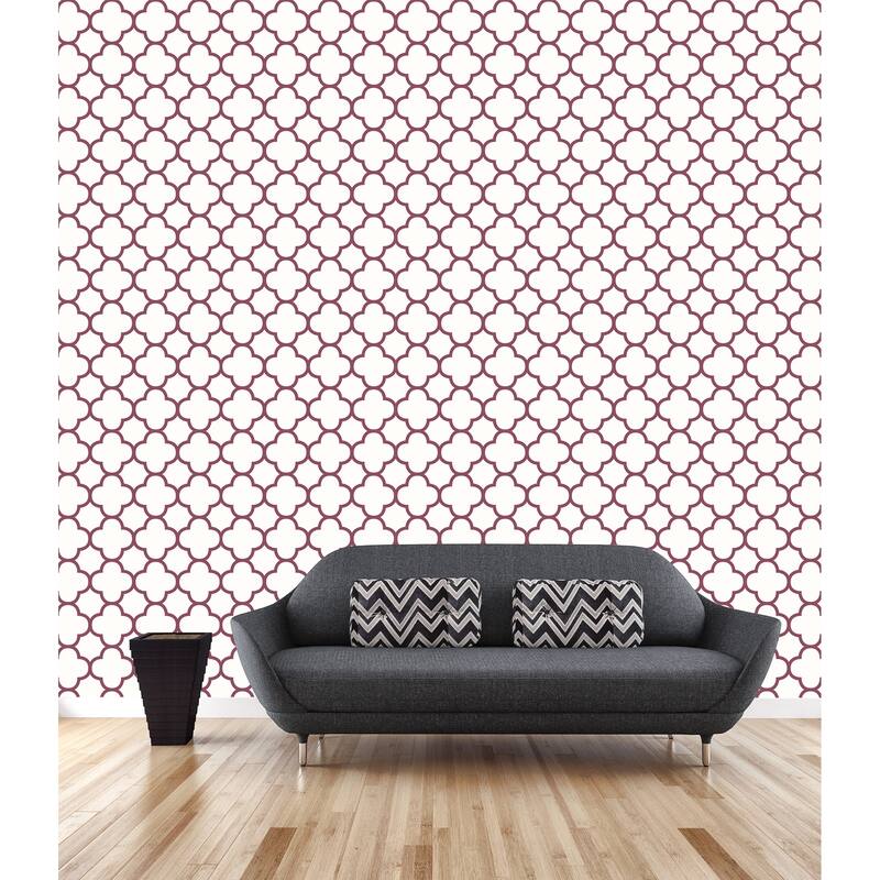 A-Street Prints Origin Burgundy Quatrefoil Wallpaper
