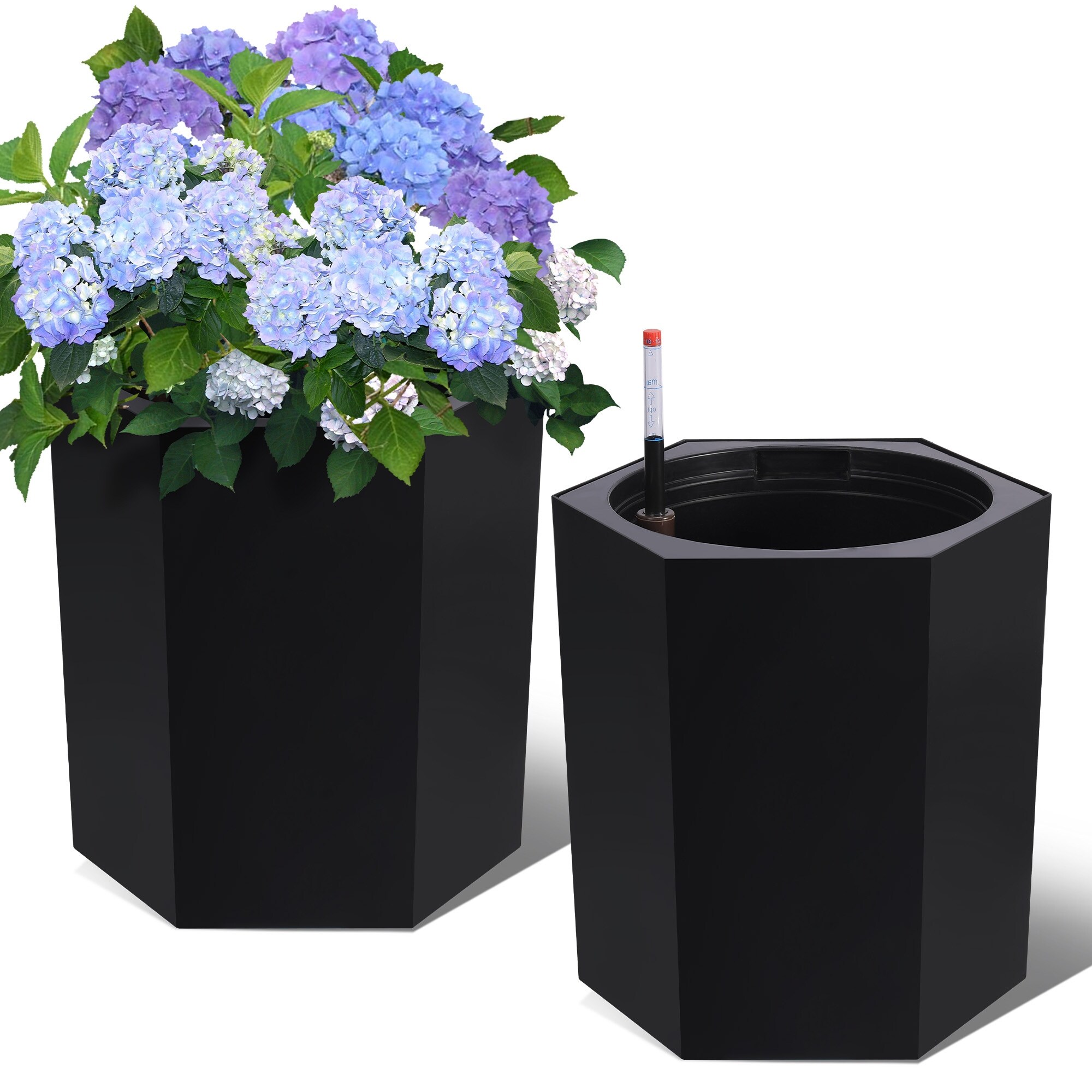 はなたれ Hexagon Flower Pot, Self-Watering Planter with Water Level