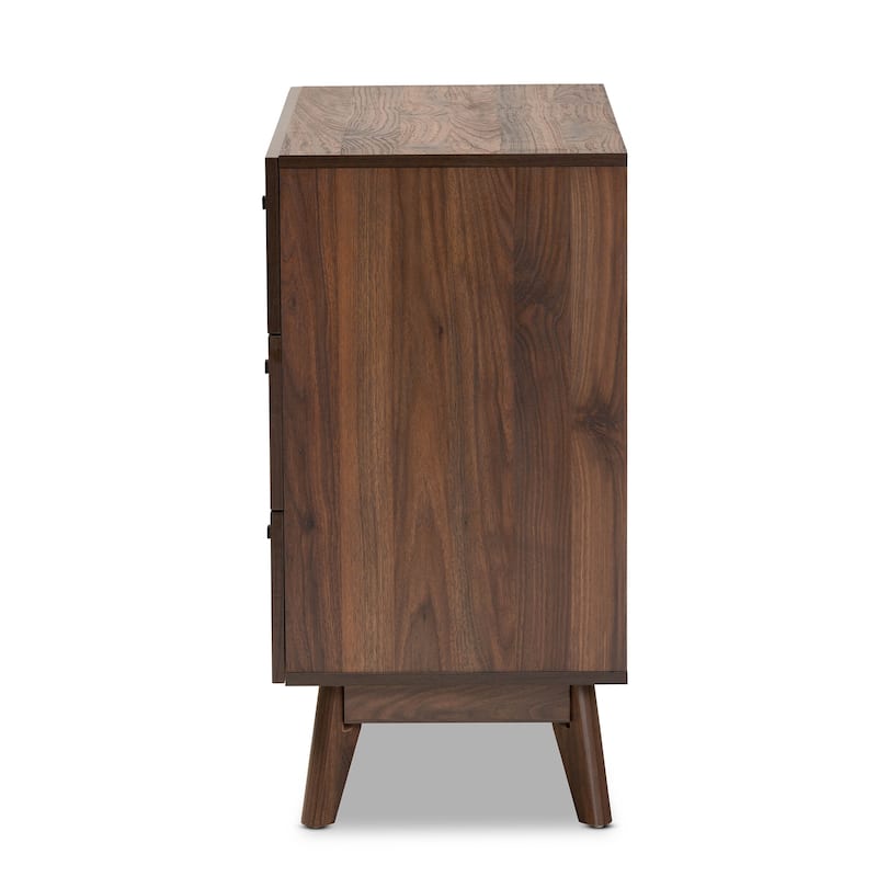 Hartman Mid-Century Modern Walnut Finished Wood 3-Drawer Storage Chest