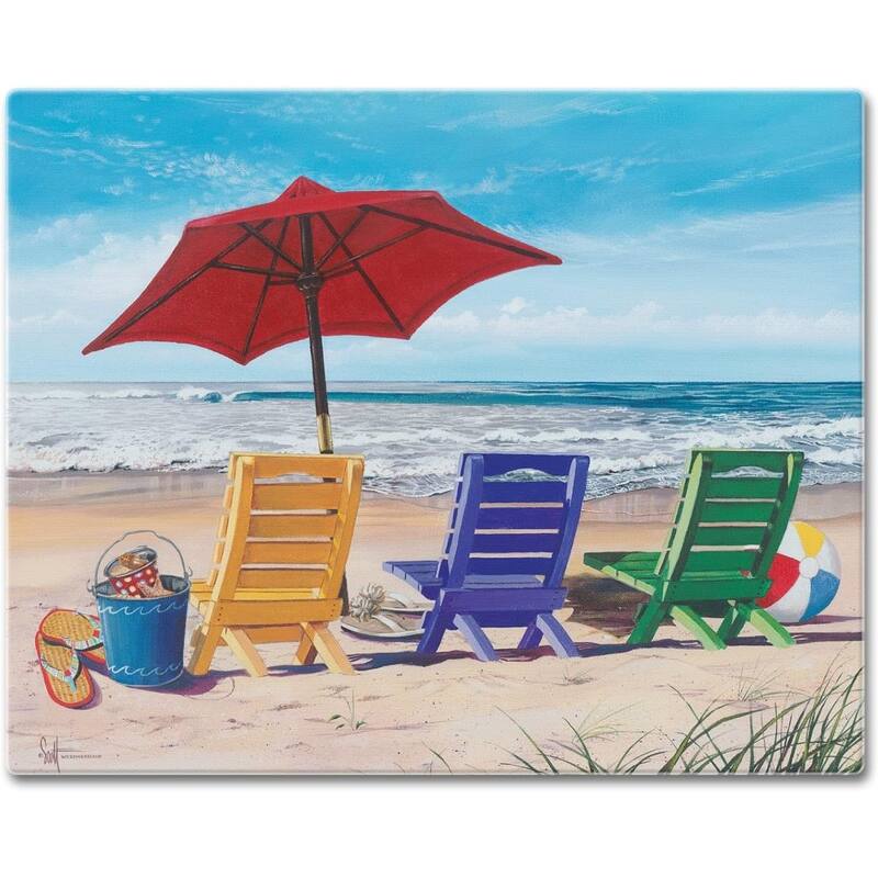 Beachy Keen 3mm Heat Tolerant Tempered Glass Cutting Board 15” x 12” Manufactured in the USA Dishwasher Safe - Multi