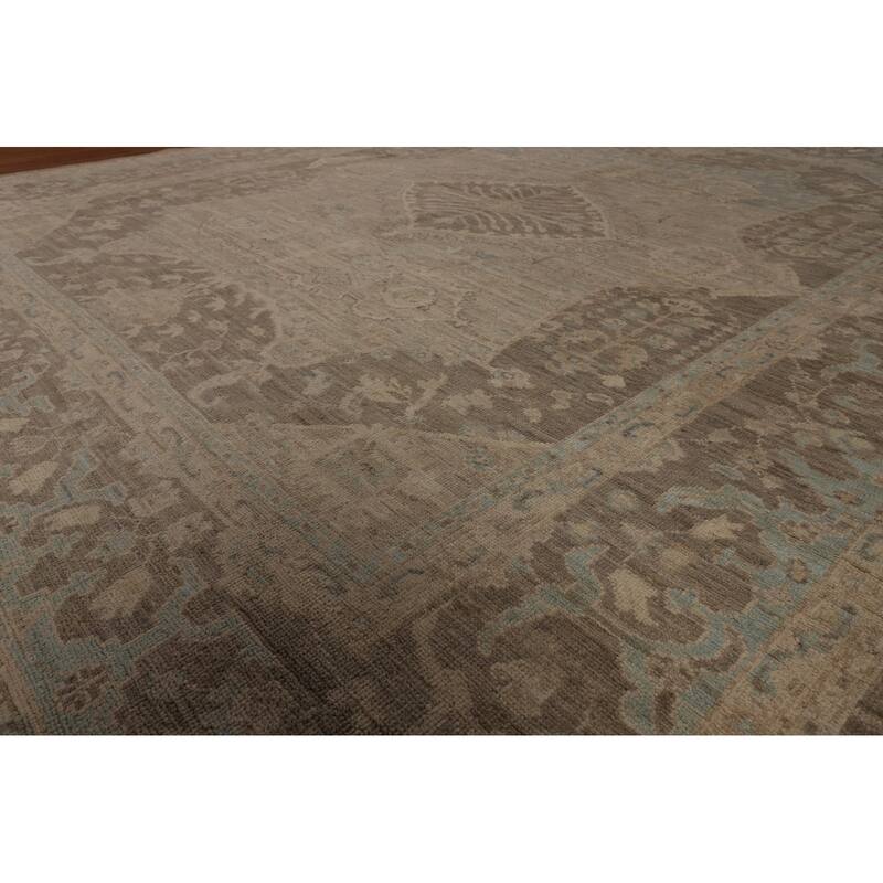 Oushak Turkish Area Rug Vegetable Dye Hand-Knotted Wool Carpet - 8'3"x 9'10"