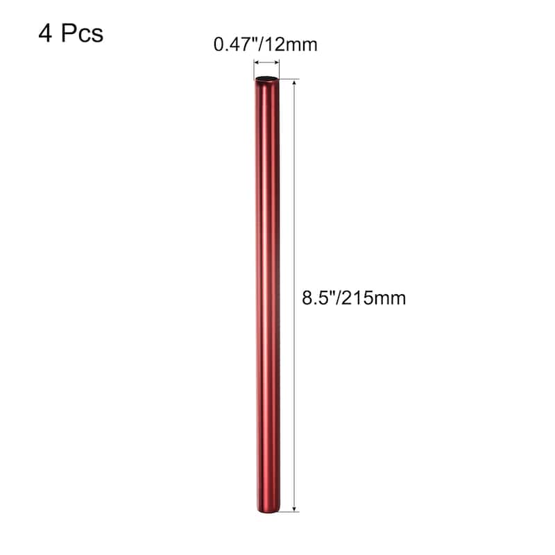 Reusable Metal Straws 4Pcs, Stainless Steel Straight Drinking Straw
