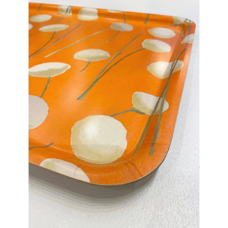 Cream Flowers on Orange Swedish Serving Tray