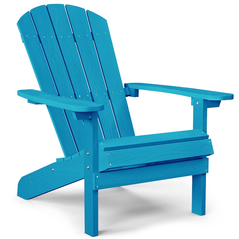 WINSOON All Weather HIPS Outdoor Plastic Adirondack Chairs Set of 4 - Bright Blue