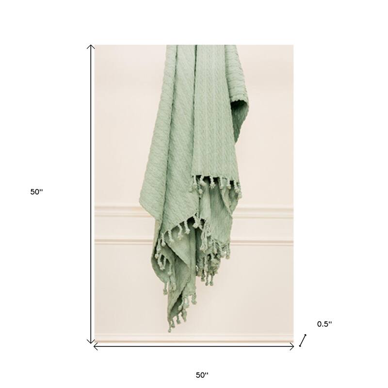 HomeRoots Aqua Knitted 100% Cotton Throw Blanket