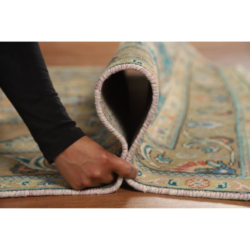 Hand Knotted Oriental 100% Wool Carpet Traditional Floral Brown Tabriz Area Rug - 6' 5'' X 4' 7''