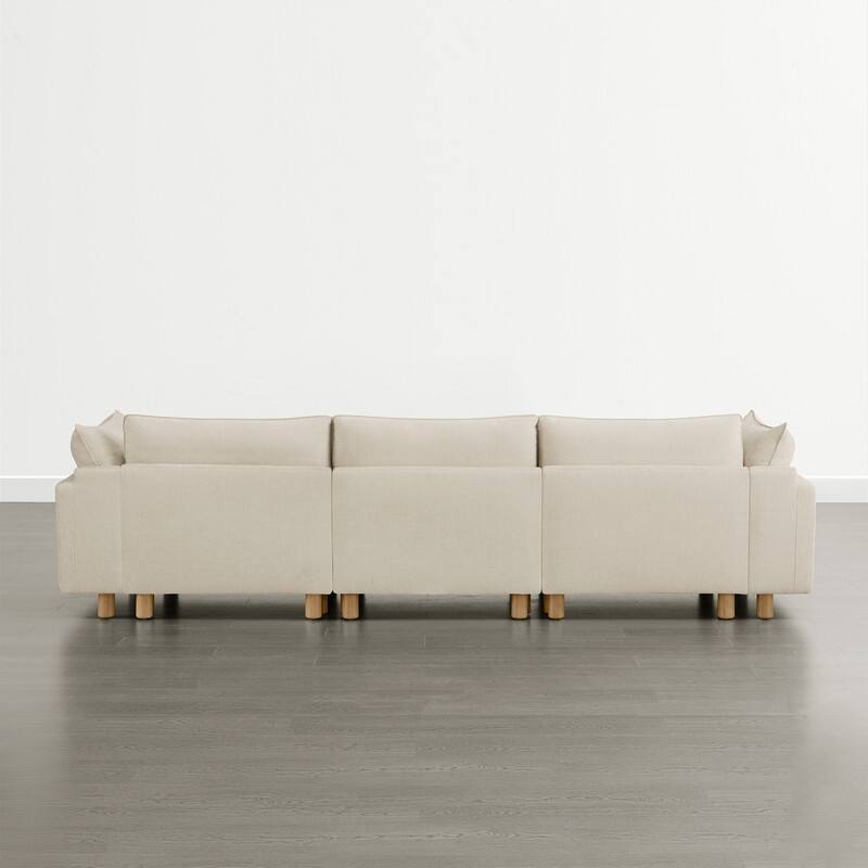 Spruce & Spring Modular Cloud Couch Sofa with Wood Legs for Living Room