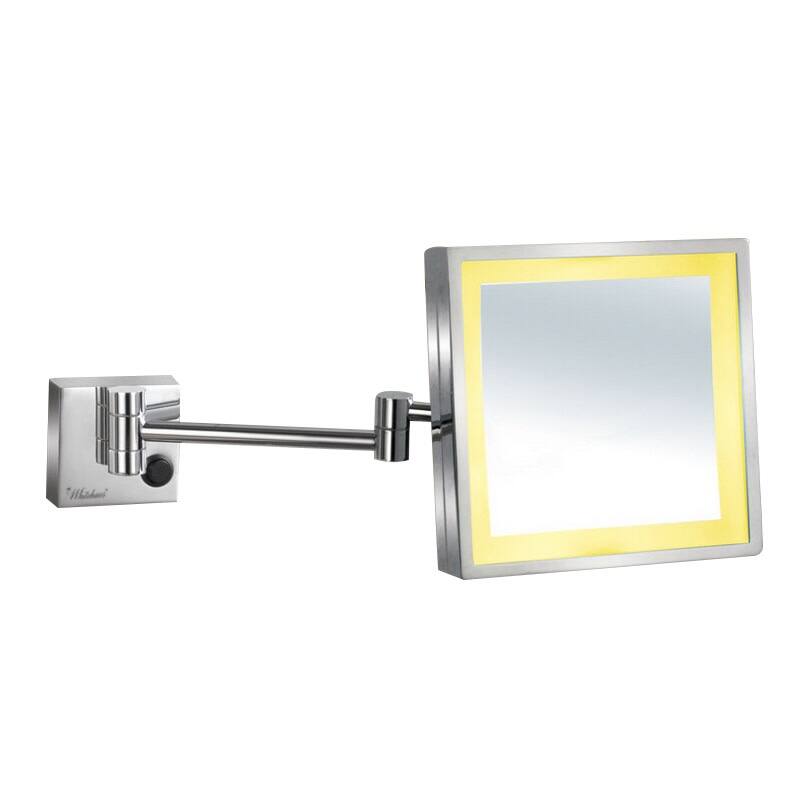 Whitehaus Wall Mounted LED Square 5x Magnifying Mirror - Polished Chrome