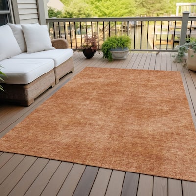 Machine Washable Indoor/ Outdoor Simple Solid Chantille Rug