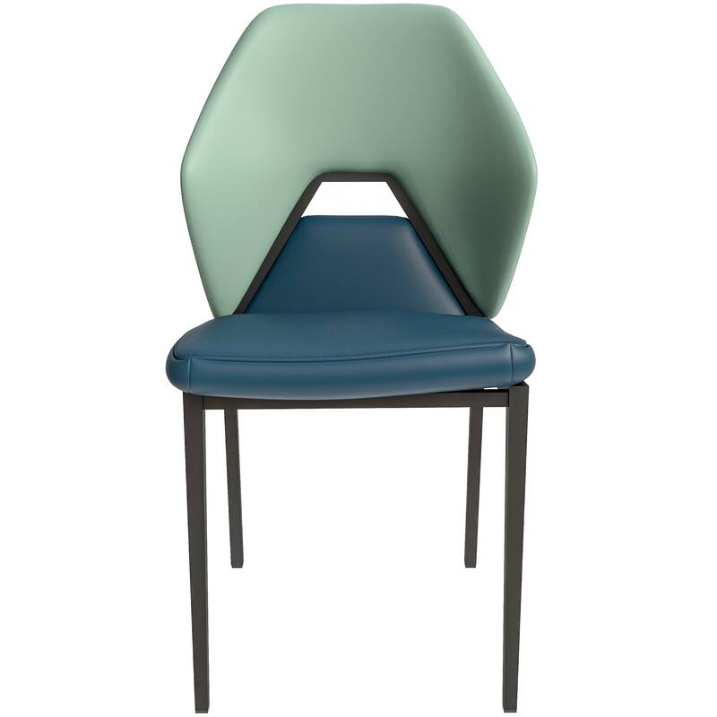 Eclat 2-Piece Leather Dining Chair in Black Iron Modern Accent Kitchen Side Chair