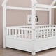preview thumbnail 10 of 9, House Bed Twin Size Floor Bed with Fence Railings, Montessori Bed Frame, Wood Playhouse Beds for Kids Girls Boys, White