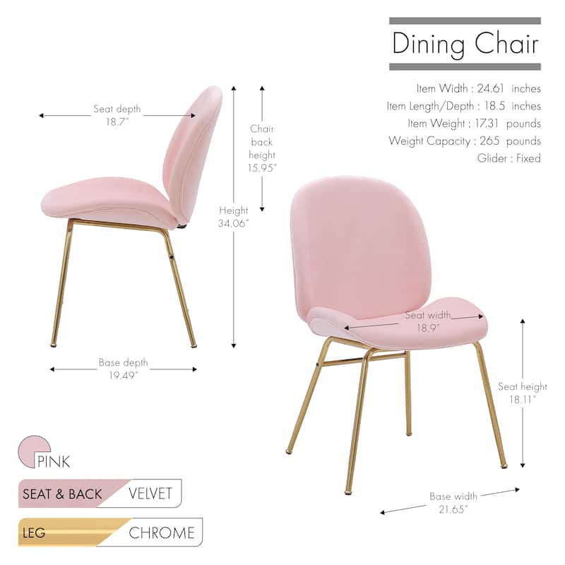 Porthos Home Cace Velvet Gold Leg Dining Chair