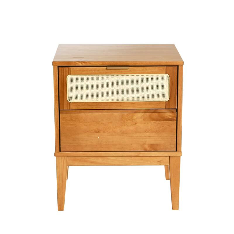 Crawford Wood 2-Drawer Bed Side Table