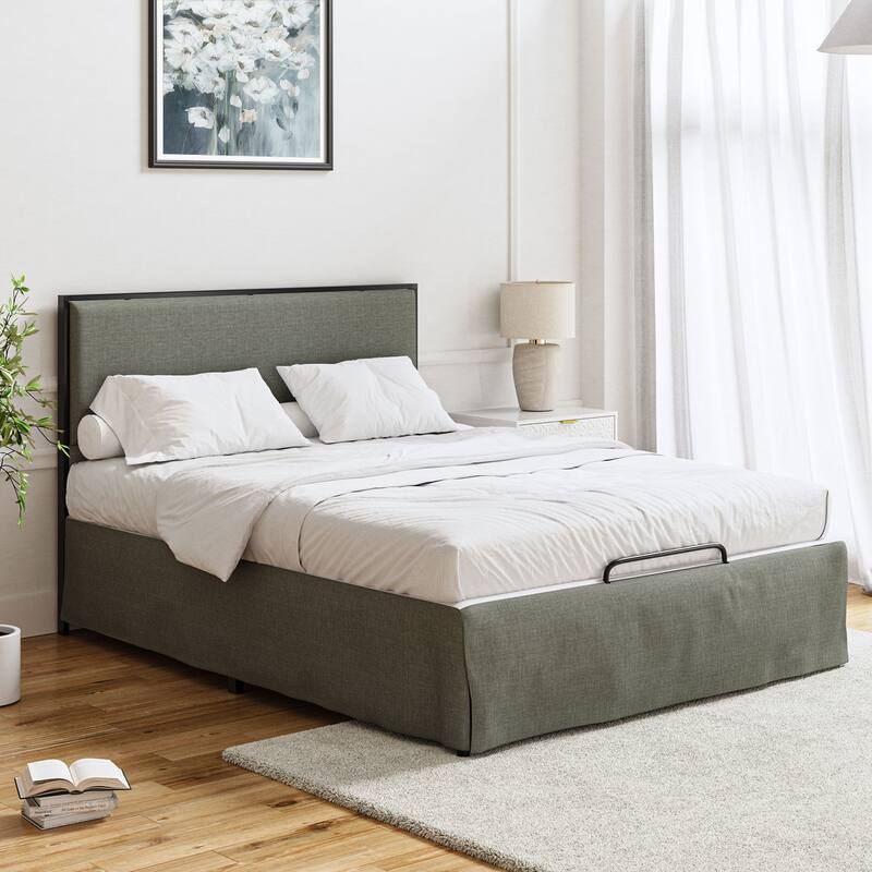 Oliver Modern Washable Slipcover Bed Upholstered Metal by HULALA HOME