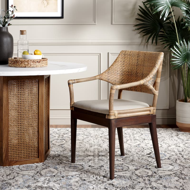 SAFAVIEH Saveta Honey Arm Chair - 23" x 22.5" x 34" - 23Wx23Dx34H