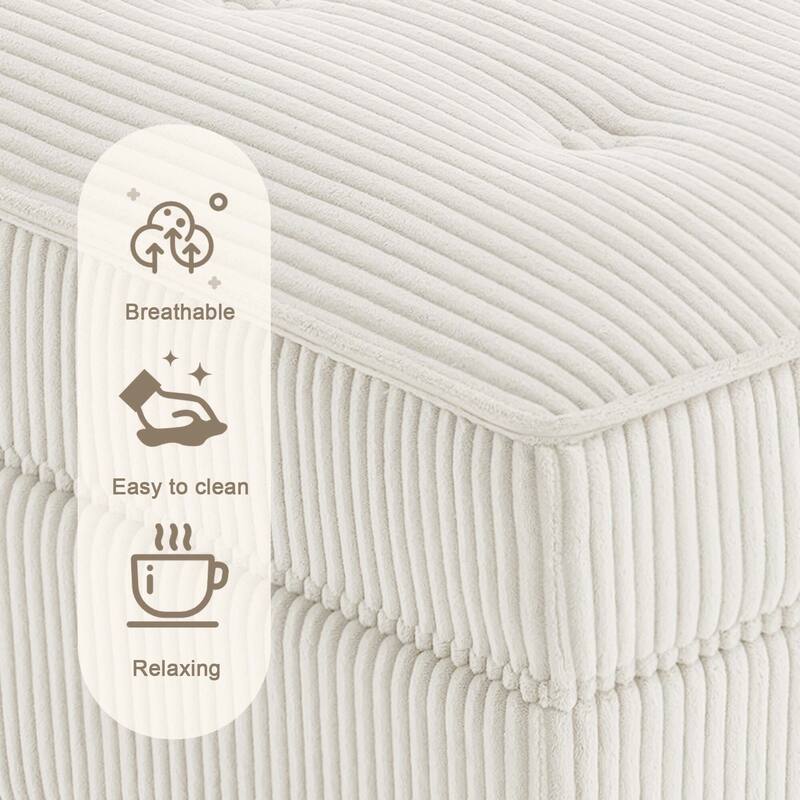 Corduroy L-shape Modular Corner Sectional Sofa with Reversible Storage Ottoman