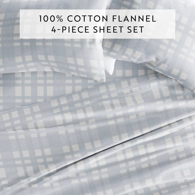 Becky Cameron Woven 4 Piece 100% Cotton Brushed Flannel Deep Pocket Bed Sheet Set