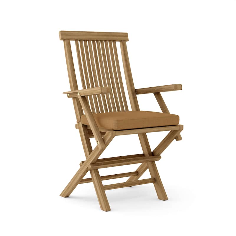 Bristol Teak Outdoor Dining Chair with Arms - Foldable (Set of 2) - N/A