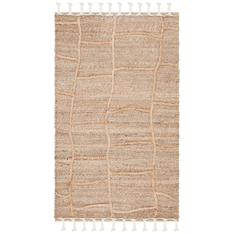 SAFAVIEH Handmade Natural Fiber Jamiya Jute Tassel Rug - 2'3" x 4' - Natural