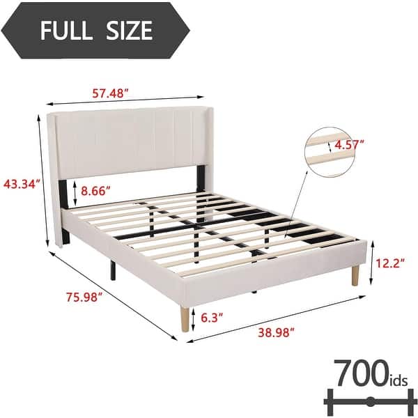 dimension image slide 32 of 34, Alazyhome Upholstered Platform Bed Frame