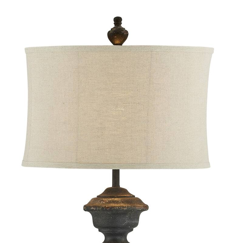 Decker 65" Distressed Floor Lamp with Linen Shade, Black