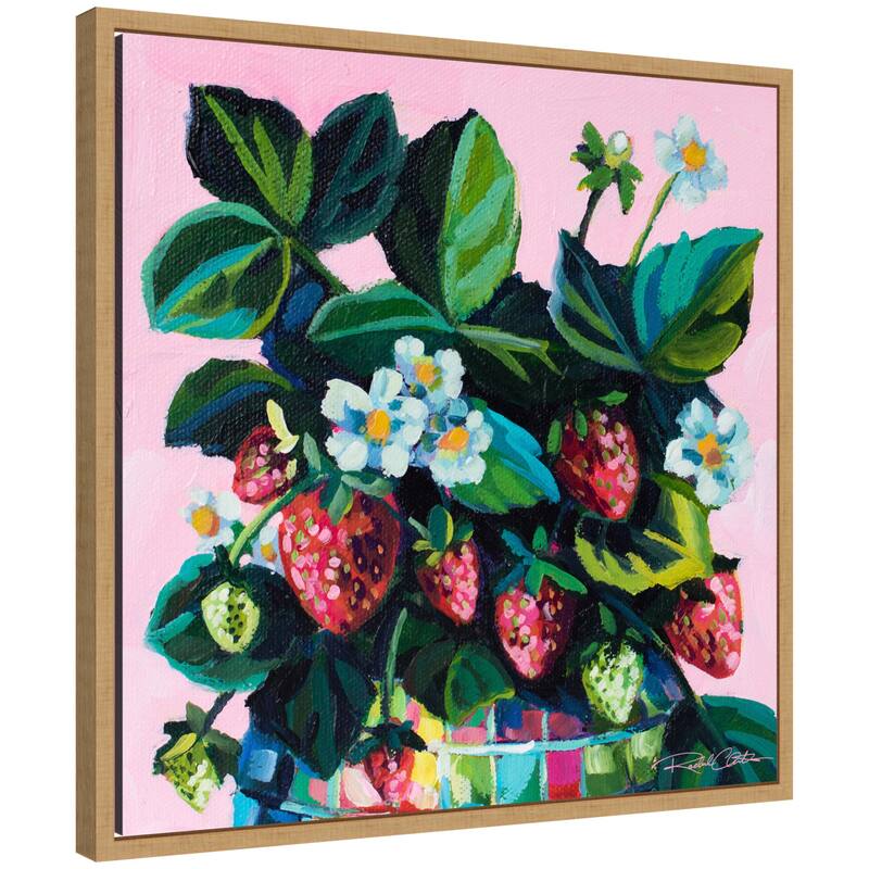Kate and Laurel Sylvie Disco Berries Framed Canvas by Rachel Christopoulos - 22x22