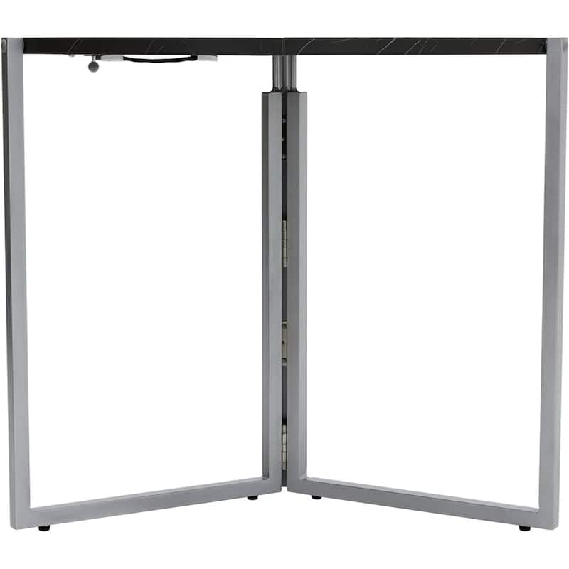 Black Carrera Foldable Round Trifold Table 35" Space-Saving Multi-Use