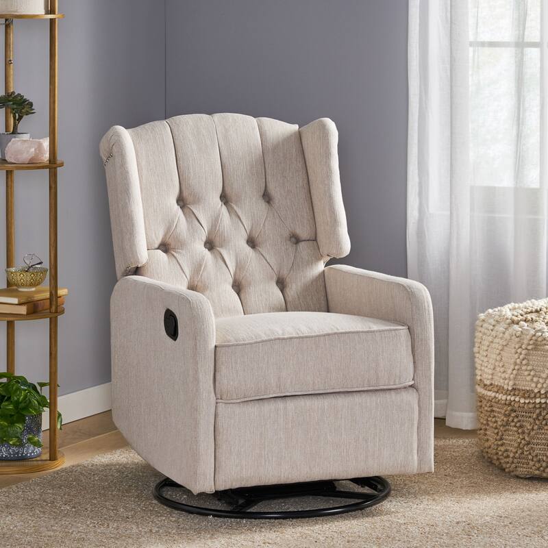 360° Rotation Lounge Chair with Classic Style for Living Room or Bedroom, Lever-Control Recliner for Reading & Relaxation