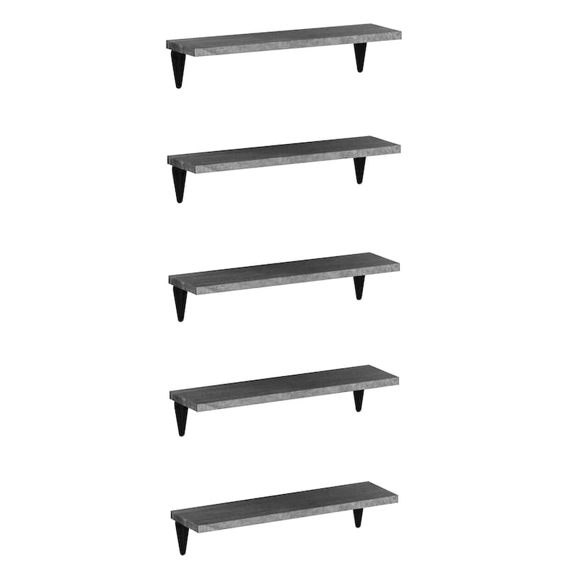 Wallniture Arras 17x4.5" Floating Bookshelves, Hanging Shelves for Living Room, Farmhouse Decor, Custom Finish and Piece Options - 5 Pieces Gray