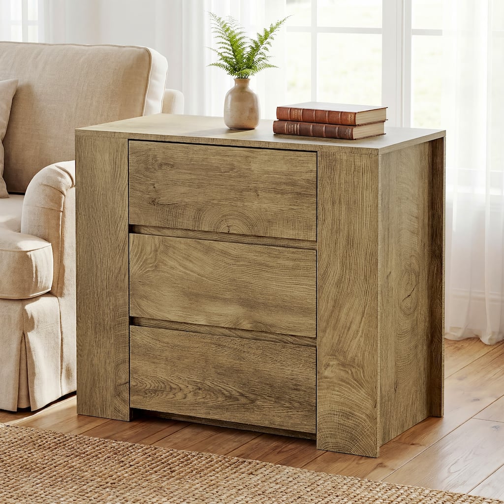 Oversized Nightstand with Drawers, 31.5-Inch Night Stand for Bedroom, Extra Large Bedside Table, Side End Table for Living Room
