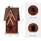 preview thumbnail 13 of 48, Glitzhome 12"H Retro Distressed Painted Solid Wood Cottage Birdhouse