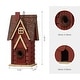 preview thumbnail 27 of 46, Glitzhome Hanging Distressed Solid Wood Birdhouse