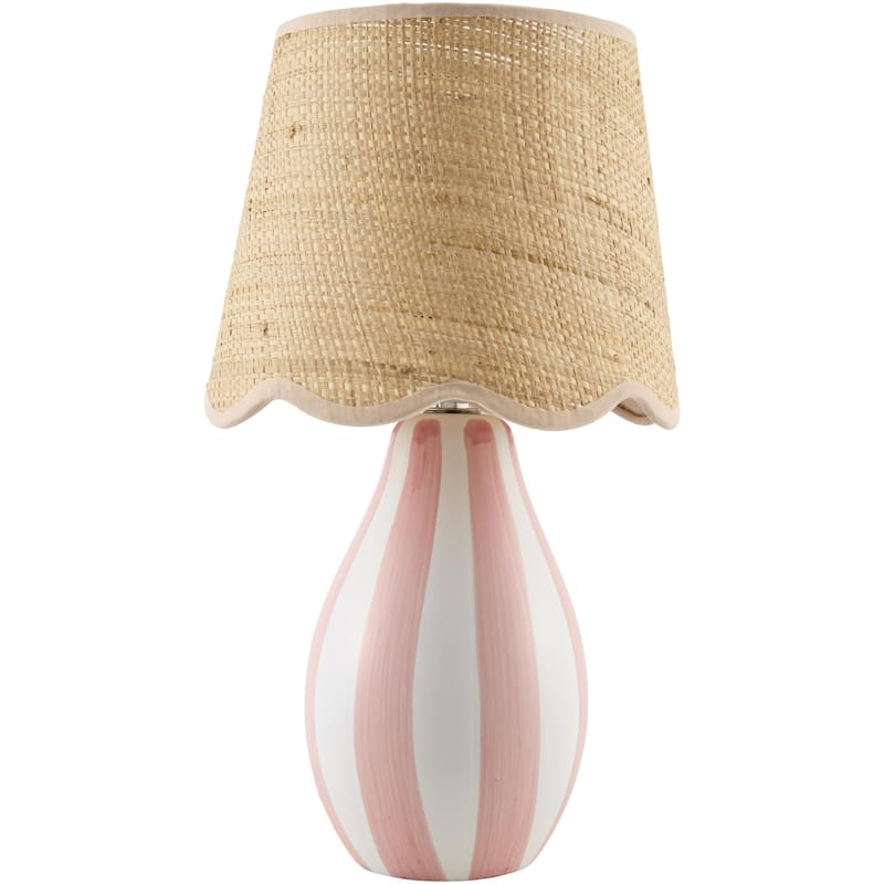 Livabliss Melbu Traditional Accent Table Lamp - 14"H x 8"W x 8"D - Pink/Beige