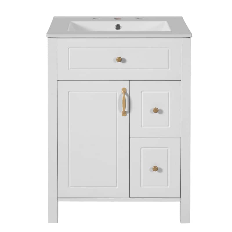 24-Inch Bathroom Vanity with Ceramic Sink & Soft Close Drawers by Harper&Bright Designs