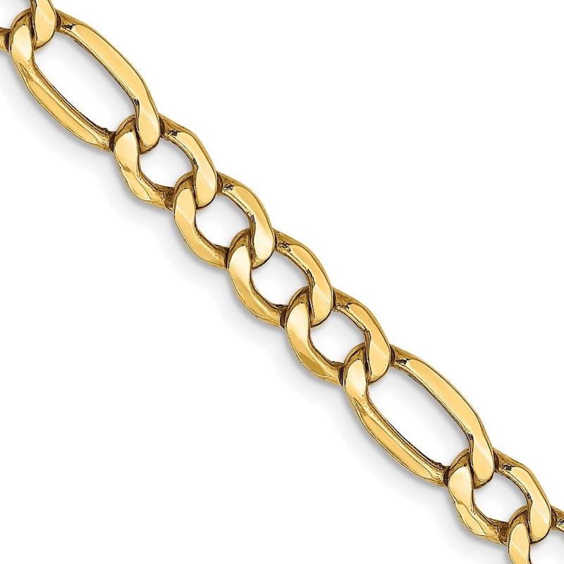 Curata 14k Gold 5.75mm Semi solid Figaro Chain Bracelet