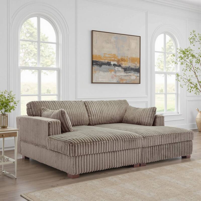 DREAMSIDEA Oversized Modular Sectional Sofa - Light Brown