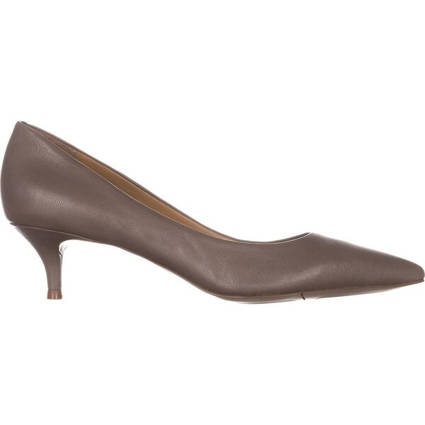 taupe leather pumps