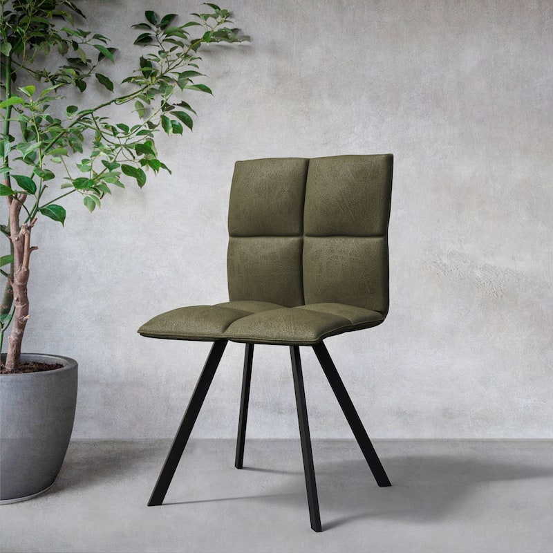 Wesley Modern Leather Dining Chair With Metal Legs Set of 4 by LeisureMod