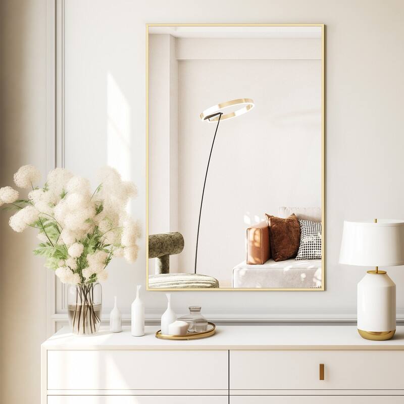 Gold Rectangular Durable Aluminum Frame Mirror - 24"x36" - Gold