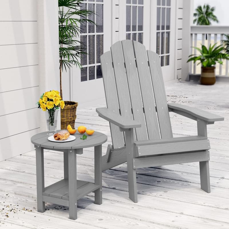 WINSOON All Weather HIPS Outdoor 2-Tier Outdoor Side Tables Adirondack Tables Set Of 2