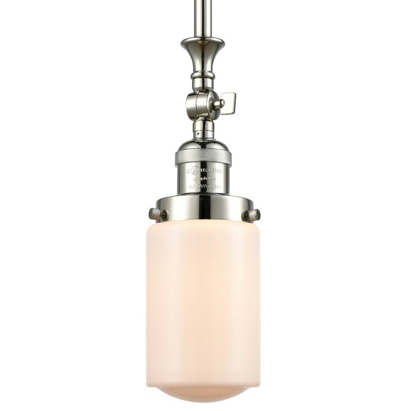 Innovations Lighting Dover 5" Wide Mini Rod Hung Adjustable Pendant - Polished Nickel / Matte White Cased