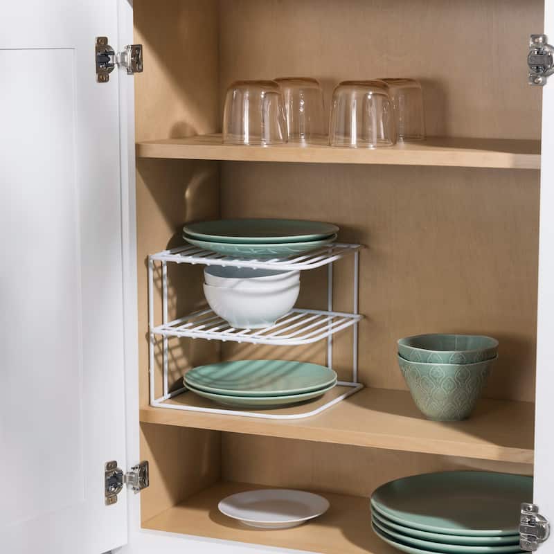 Home Basics Vinyl Coated Steel Corner Pantry Rack, White, 9x9x8 Inches - 9x9x8 Icnches