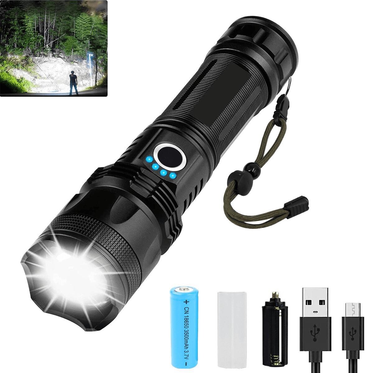 LBE Rechargeable Brightest LED Flashlight, 90,000 High Lumens Super Bright Powerful Flashlight With 5 Modes, IPX7 Waterproof Handheld Large Flash Light For Emergencies Camping
