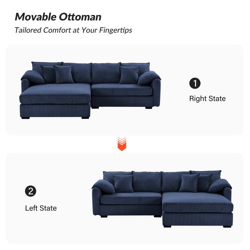 Cesare Modern 2-Piece Reversible Cushions Sectional with Storage by HULALA HOME