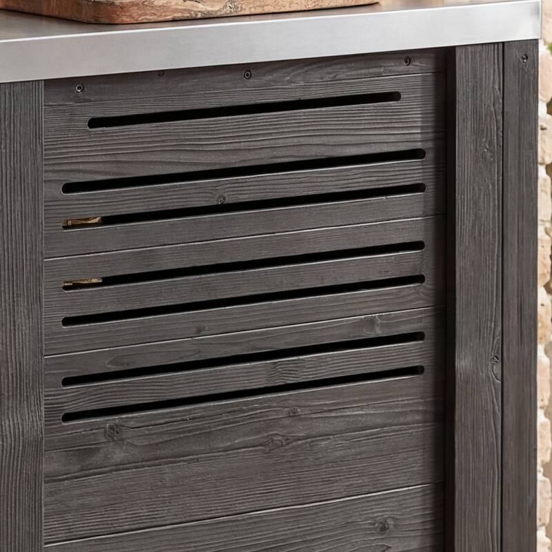 Modular Outdoor Kitchen Island Set, 100% Solid Wood BBQ Cabinet , Patio Kitchen Bar Table