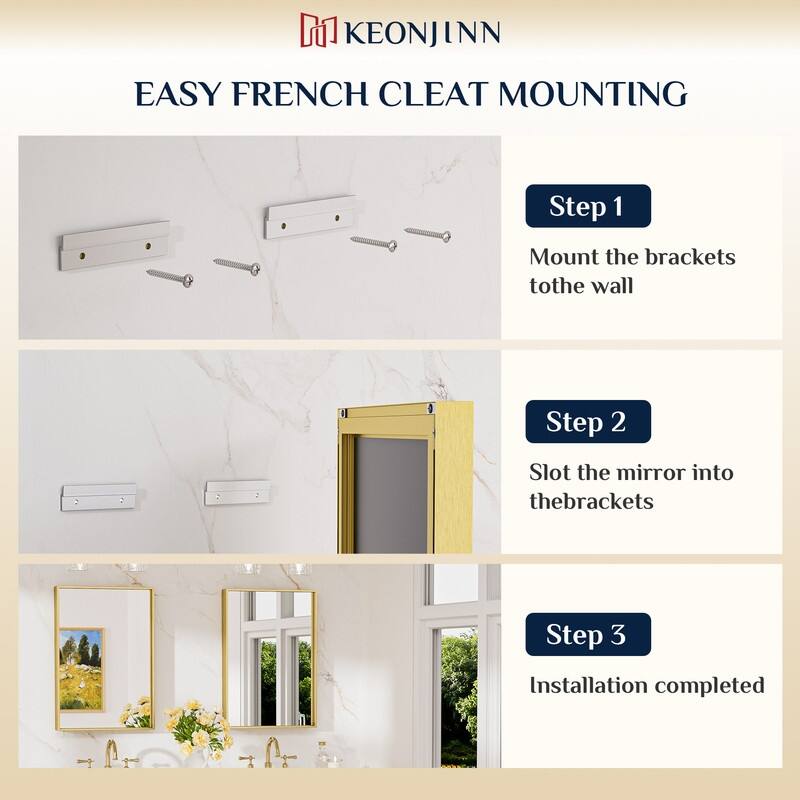 Keonjinn Aluminum Framed Wall Mount Bathroom Vanity Mirror